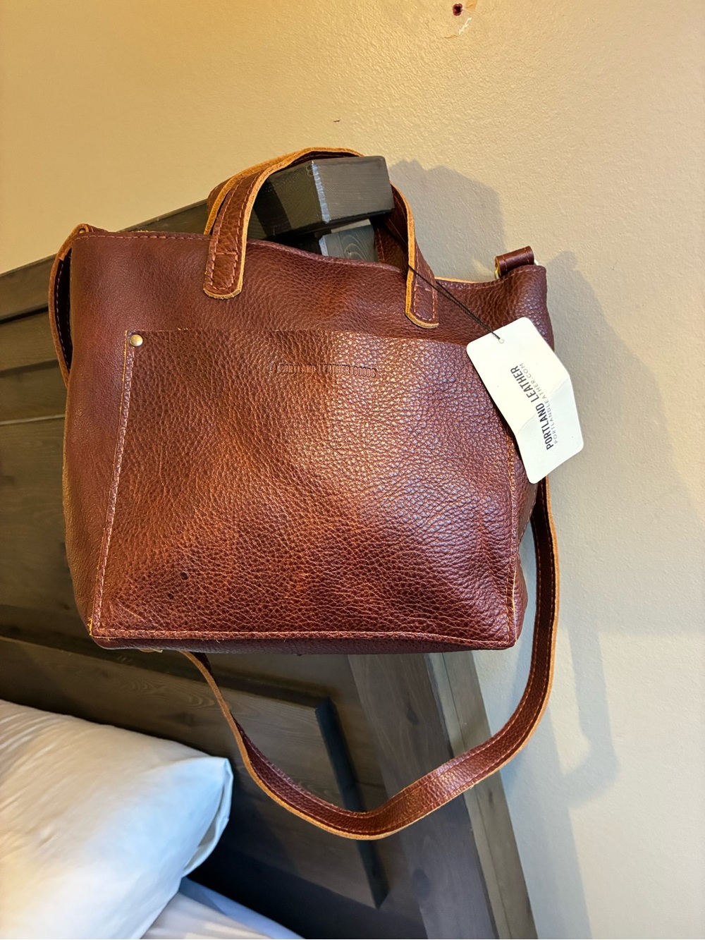 NWT Portland Leather zipped Mini Crossbody tote in nutmeg 🌰